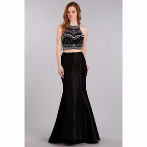 2 PC Black Crop Top Dress
